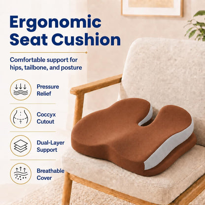 Memory Foam Ergonomic Seat Cushion for Office Chairs Pain Relief