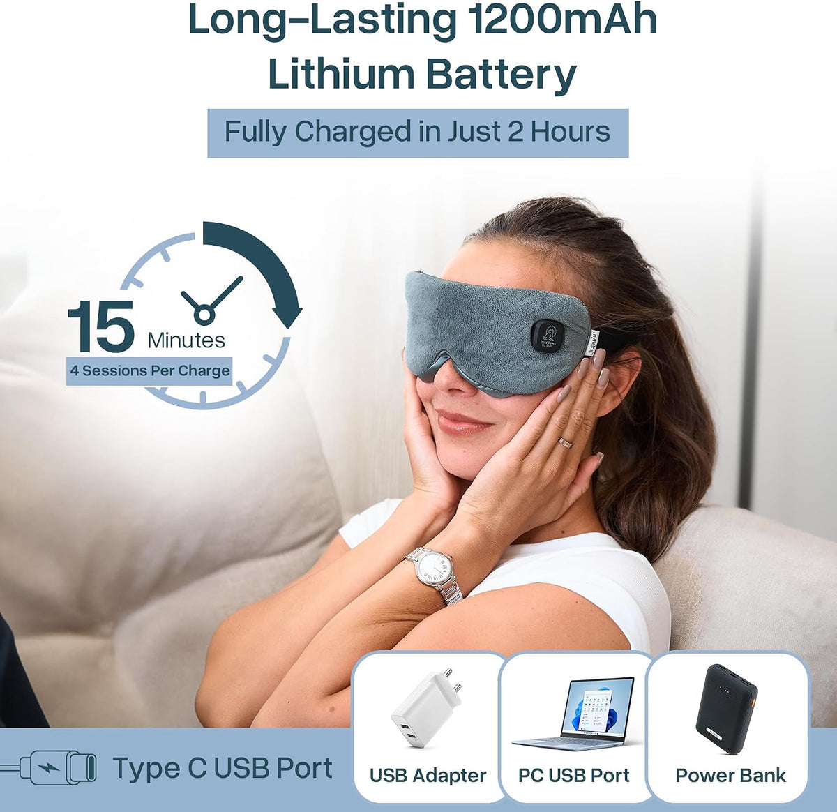 MyHalos Cordless Heated Eye Mask, Rechargeable Warm Compress for Dry Eyes
