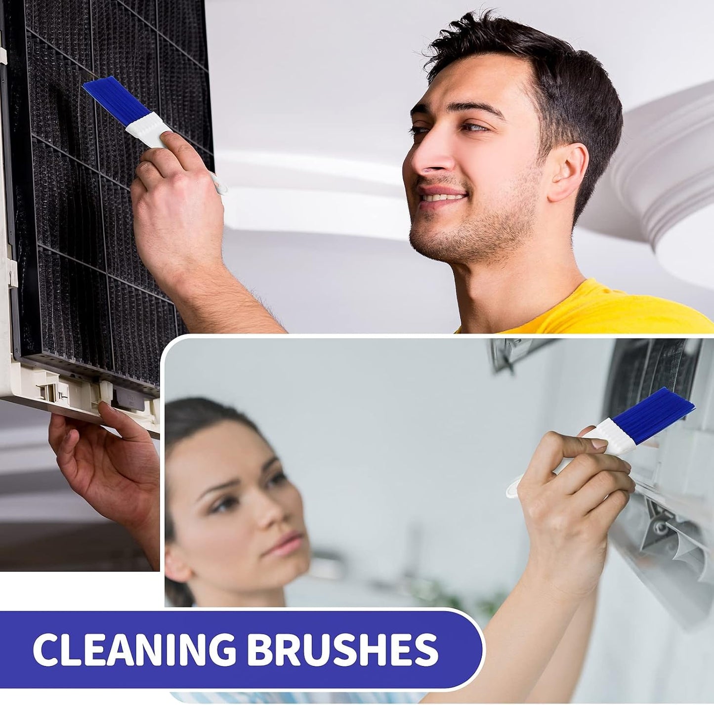 4 Packs Air Conditioner Condenser Cleaning Brush Refrigerator Coil Brush HVAC Coil Cleaner Brush Small Plastic Whisk Brush (Blue)