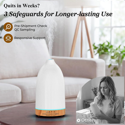 URPOWER 300mL Essential Oil Diffusers for Home Aromatherapy Diffuser | Up to 10 Hrs High/Low Mist Settings Quiet Diffuser Oil Machine Humidifiers Ideal for Bedrooms Living Rooms & Home Offices