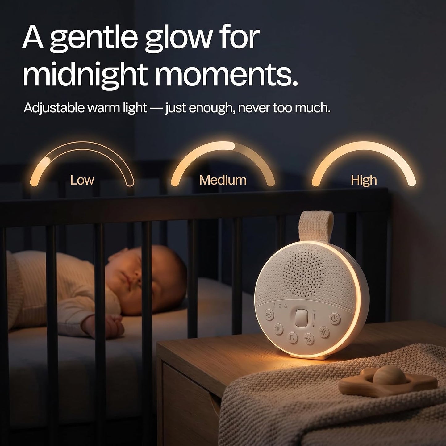 White Noise Machine for Baby & Adults with 21 Relaxing Sounds & Adjustable Night Light, Rechargeable & Portable Sleep Aid for Home & Travel