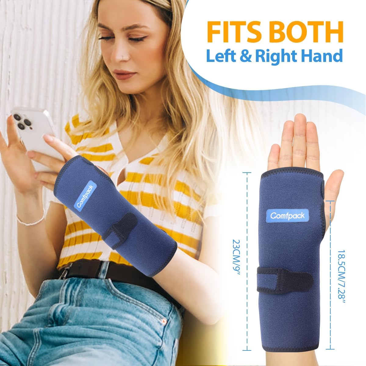 Wrist Ice Pack Wrap for Carpal Tunnel Relief with 2 Gel Ice Packs | Reusable Wrist Brace Compression Sleeve for Injuries, Tendinitis, Swelling, Surgery Recovery, Detachable Gel Inserts, Gifts
