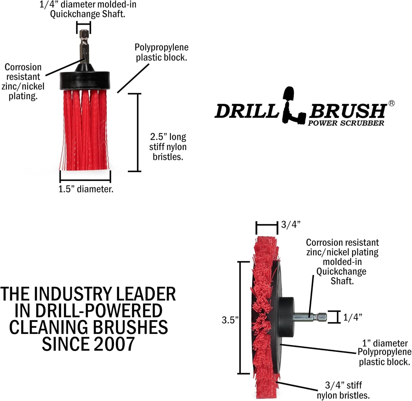 Tile and Grout Cleaning Drill Brush Set - Bathroom Scrub Brush for Drill | 3 pack Drill Brush Power Scrubber Cleaning Brush Yellow Medium Stiffness - Shower Floor Scrub Brush for Drill - Crevice Brush