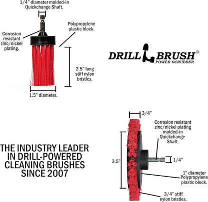 Tile and Grout Cleaning Drill Brush Set - Bathroom Scrub Brush for Drill | 3 pack Drill Brush Power Scrubber Cleaning Brush Yellow Medium Stiffness - Shower Floor Scrub Brush for Drill - Crevice Brush