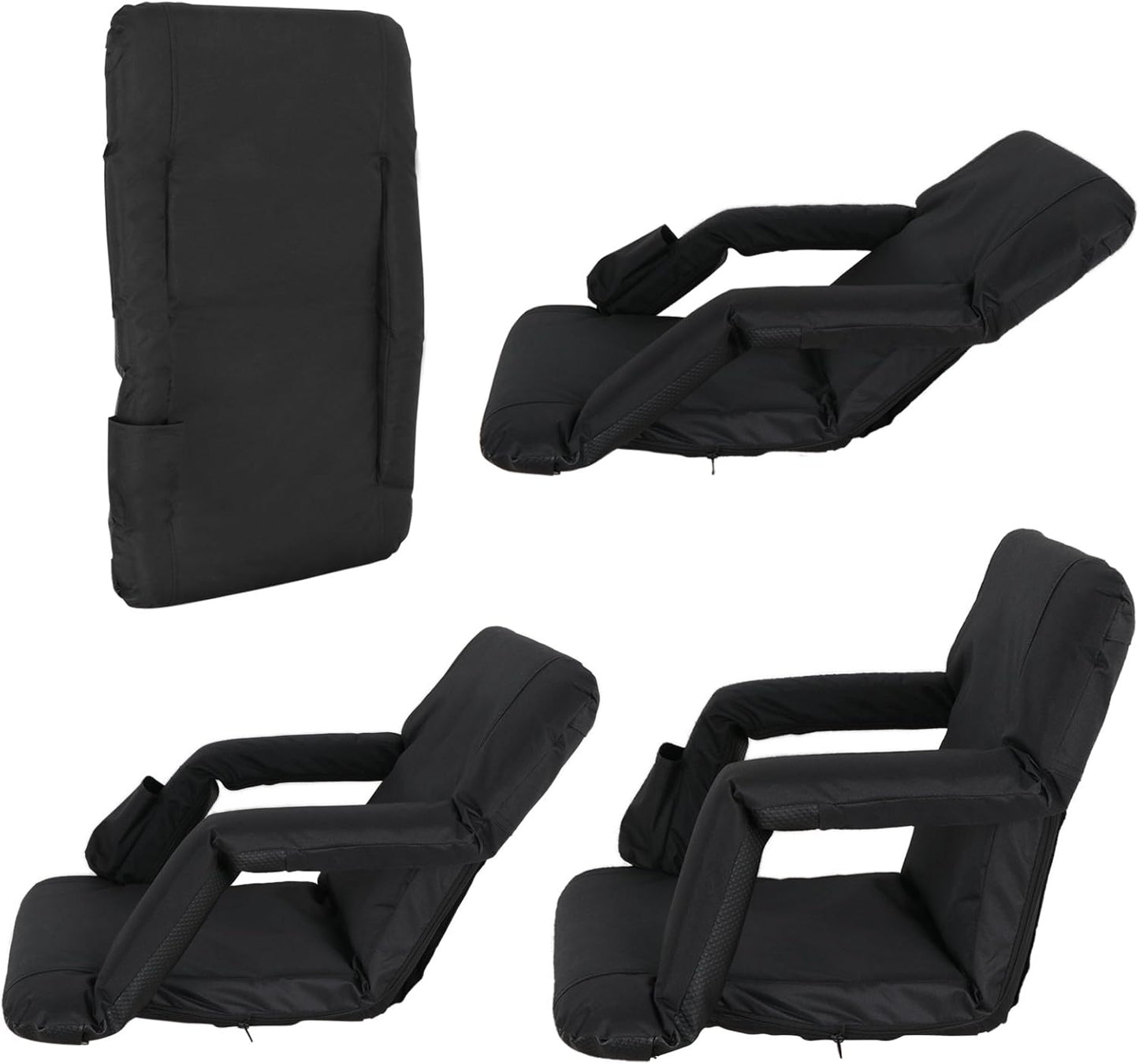 LEMY 20.5"/ 25" Wide Adjustable Stadium Seat for Bleachers Portable Water Resistant Stadium Chair with Back/Arms/Cushion for Outdoor or Indoor