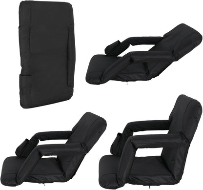 LEMY 20.5"/ 25" Wide Adjustable Stadium Seat for Bleachers Portable Water Resistant Stadium Chair with Back/Arms/Cushion for Outdoor or Indoor