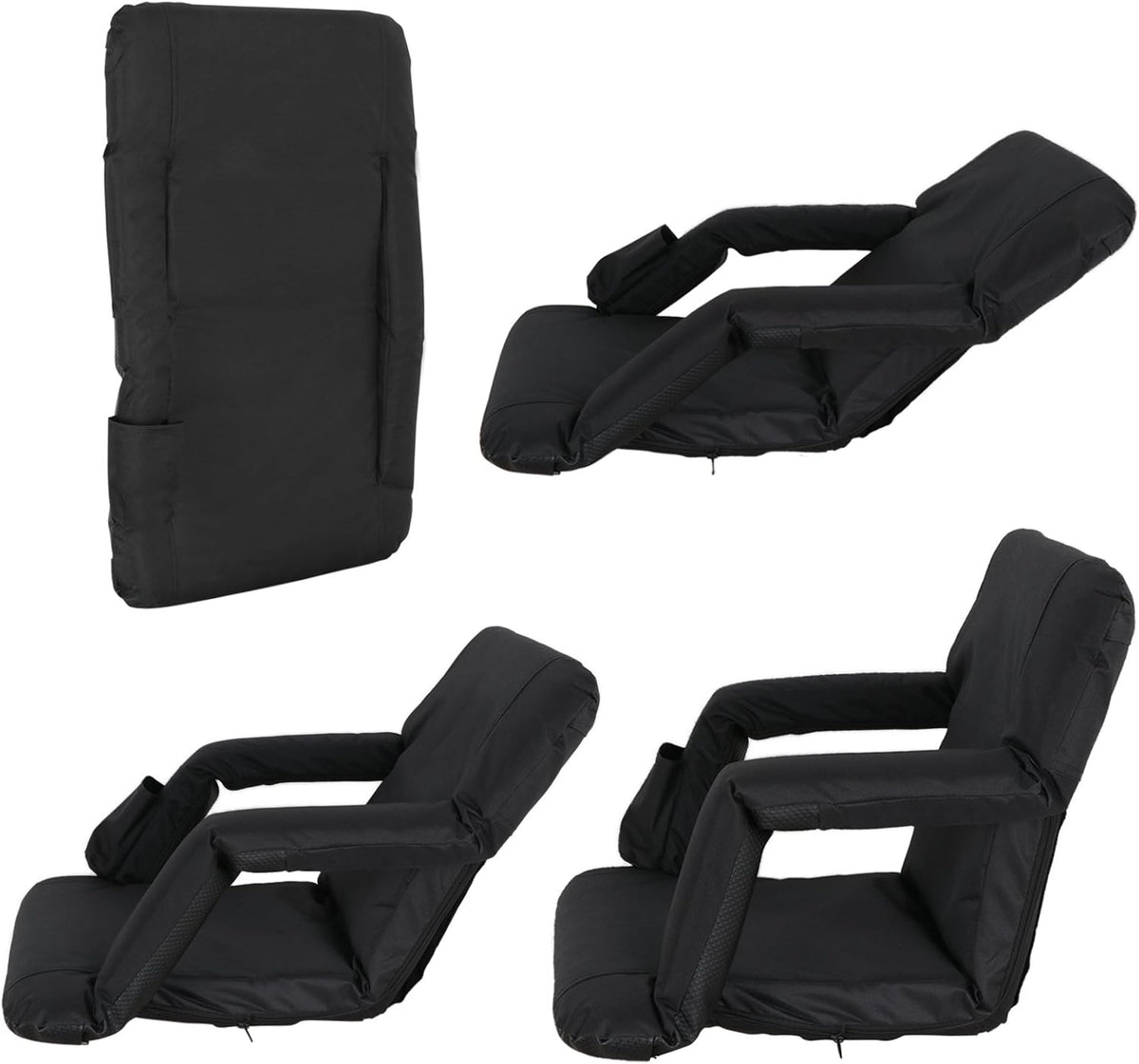LEMY 20.5"/ 25" Wide Adjustable Stadium Seat for Bleachers Portable Water Resistant Stadium Chair with Back/Arms/Cushion for Outdoor or Indoor