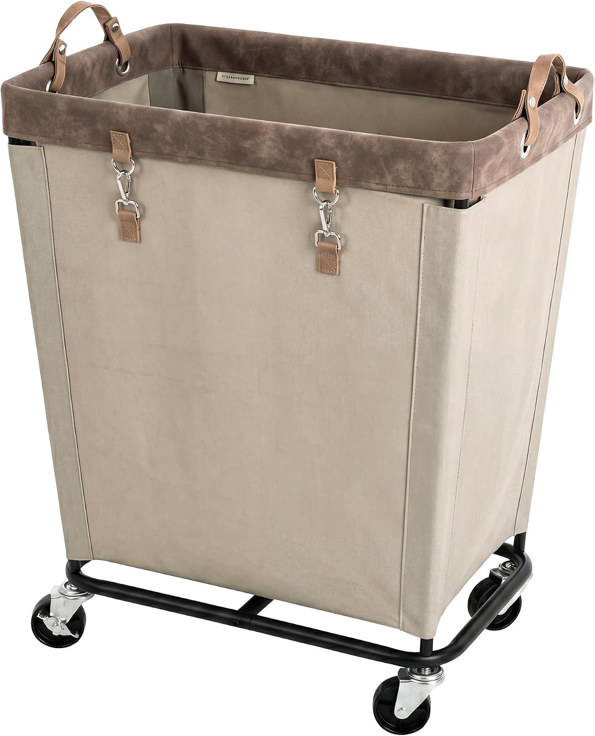 StorageWorks 160L Laundry Basket with Wheels, Rolling Hampers for Clothing | Beige Laundry Basket with Wheels, Metal Frame & Handles, Rolling Hamper for Bedroom, Bathroom, Dorm, Hotel