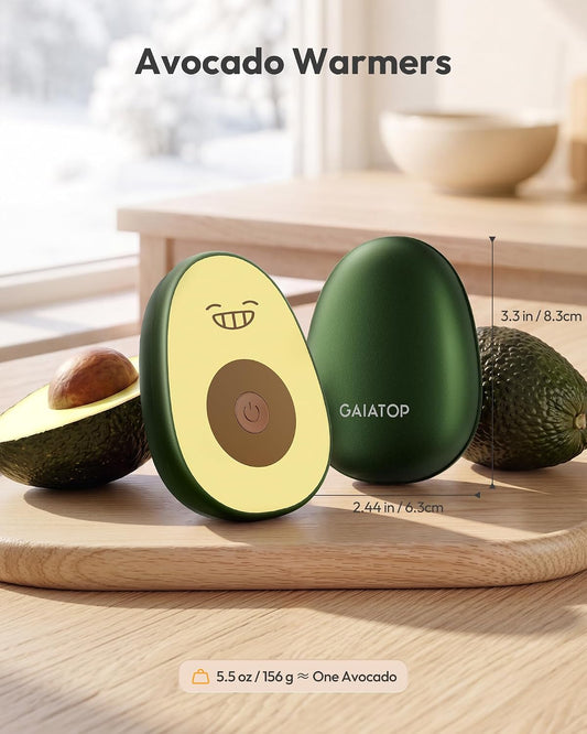Gaiatop Rechargeable Hand Warmers 2 Pack, Magnetic, Avocado | Cute Gifts, 3 Heat Levels, Electric Pocket Heater, Reusable Design, Stocking Stuffers for Women, Men, Outdoor, Camping, Golf