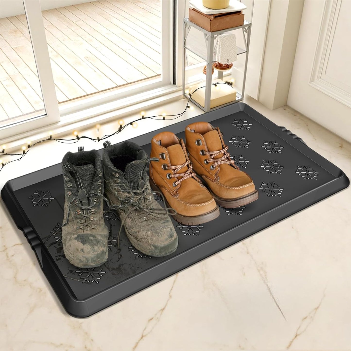 Azadx Heavy Duty Boot Trays Natural Rubber Shoe Mat Tray for Entryway | Ultra Large Boot mat Tray Multi-Purpose for Outdoor Door Mats, Waterproof Durable Shoe Tray 16x42 Inch