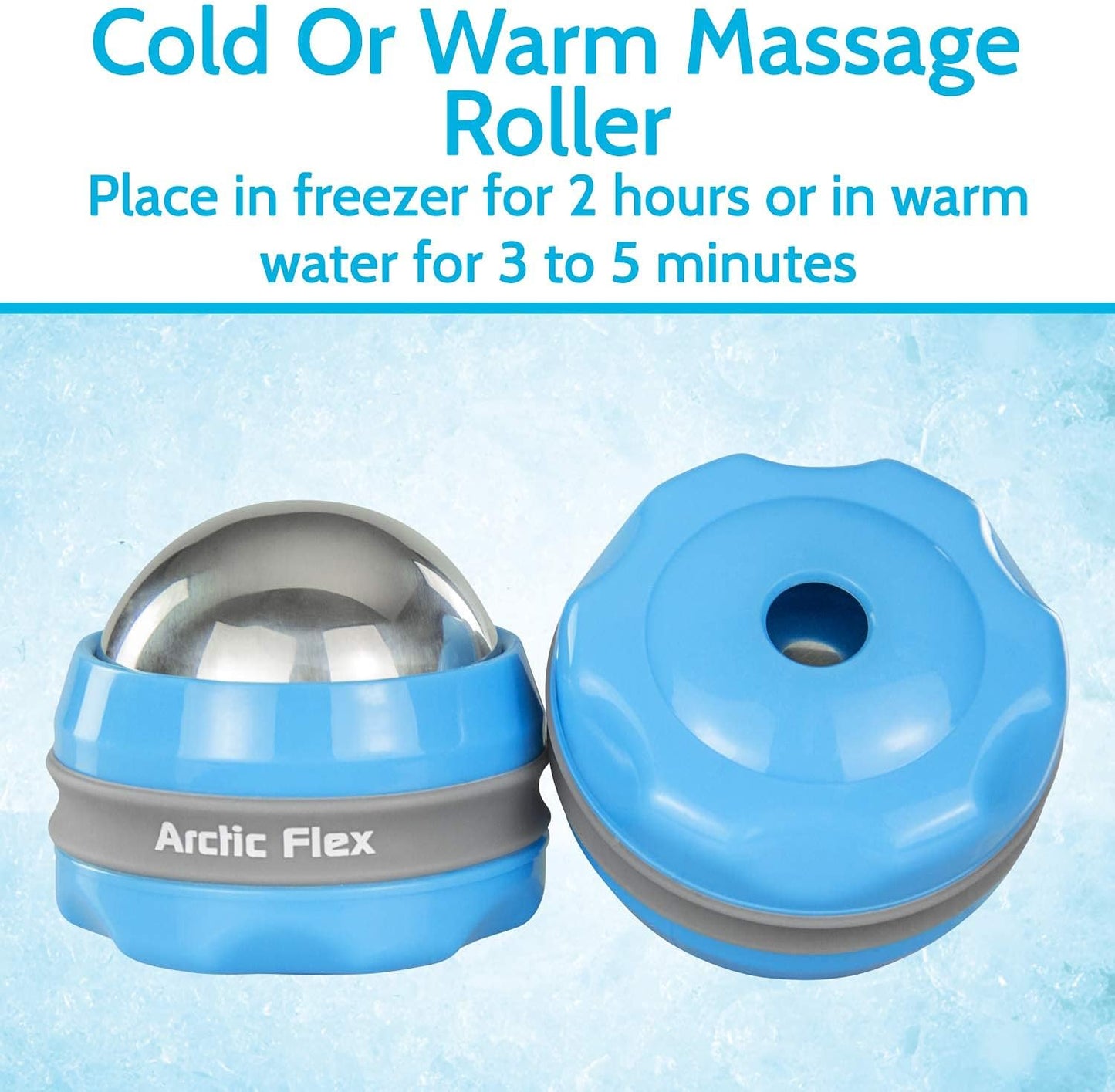 Arctic Flex Cold Massage Roller Ball (2 Pack) - Cryoball Massage Hand Ice | Ball - Sore Muscle Cold Therapy - Deep Tissue Depuffer Pain Relief - Jaw Eye Ice Depuffing Tool for Migraine, Injury, Foot