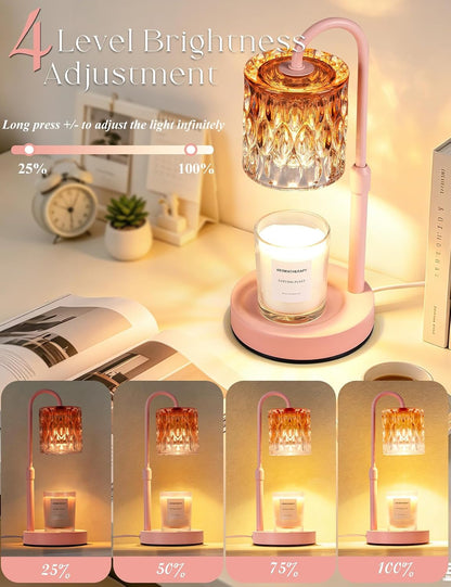 Briever Dimmable Candle Warmer Lamp with Timer, Height Adjustable Electric Candle Wax Warmer, Christmas Birthday Gifts for Women Mom, House Warming Gifts New Home Room Decor, Black Solid Wood Base