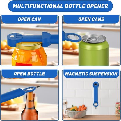 Jar Opener Bottle Opener for Seniors with Arthritis, Multi Retractable Magnetic Can Opener, Jar Grippers for Opening Jars, Kitchen Gadgets for Weak Hands and Senior Arthritis (Black)