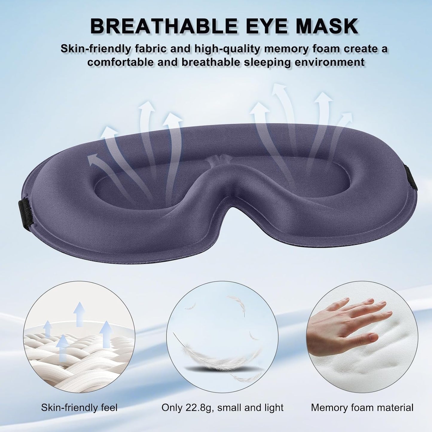 2 Pack Sleep Mask for Side Sleeper, Complete Light Blocking 3D Sleeping Eye Mask, Soft Breathable Eye Cover for Women Men, Travel, Nap, Relaxing Zero Pressure Night Blindfold (Pink+Purple)