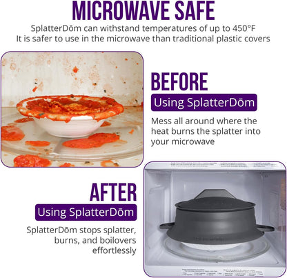 L.I.Q. Silicone Splatter Guard, Durable SplatterDom, Blue Steel, Large | 10 and 12 Inch Pots, 10'' Lid, Food and Oil Splash Guard for Cooking, Easy to Clean and Store, BPA-Free, Microwave Safe