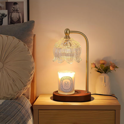 Candle Warmer Lamp with Timer and Dimmer,Electric Gold Light Gifts for Women Melt Wax Warmer Lamp with 2 Bulbs for Candle Jars House Warming New Home Decor Bedroom