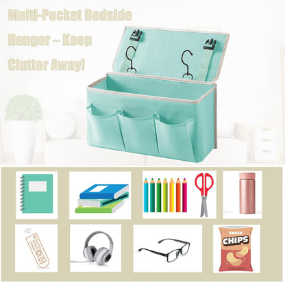 Bedside Caddy/Bedside Storage Organizer Hanging Bag with Three Options,Suitable for home beds, sofas, and dormitory beds—can hold magazines, books, phones, iPads, remote controls. (Gray)