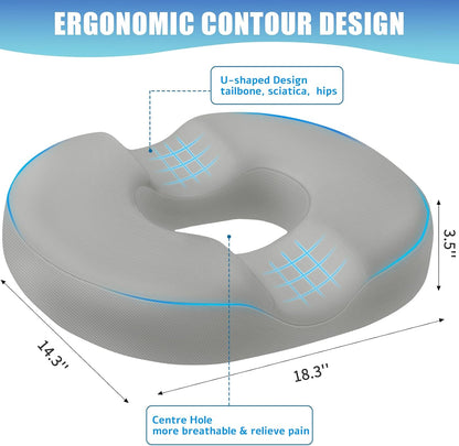 BlissTrends Donut Pillow Seat Cushion, Memory Foam Lifting Cushions(Black) | Donut Chair Cushions for Postpartum Pregnancy & Hemorrhoids,Tailbone Pain Relief Cushion for Office&Home Chairs