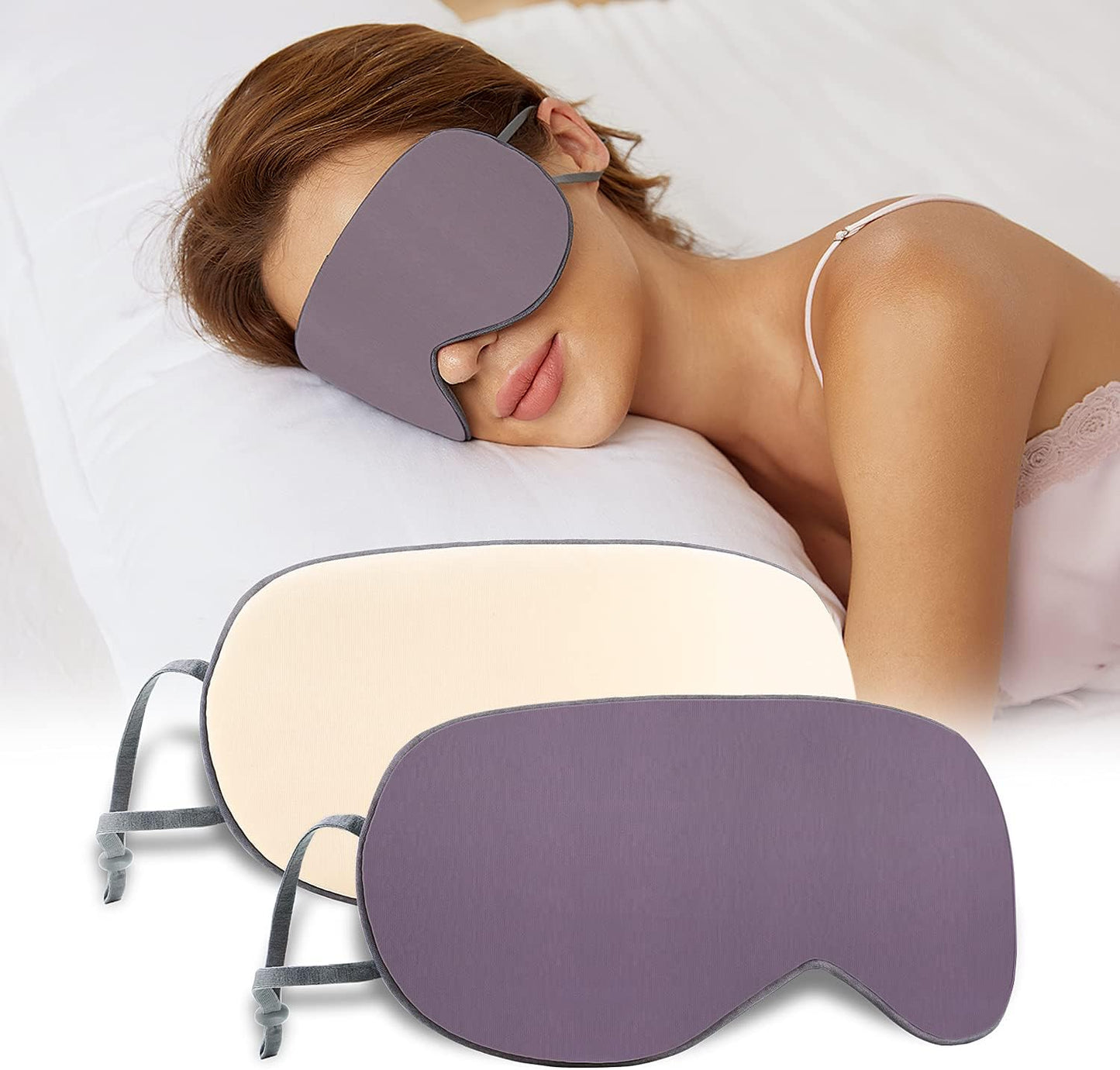 Sleeping Mask 2 Pack, Warm, Cool Double-Sided Use of Sleep Mask, Super Soft Blindfold with Adjustable Strap, Block Out Light, Comfort Sleep Eye Mask for Travel Meditation Nap Black