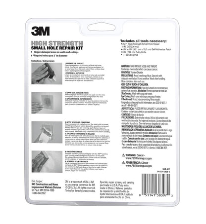 3M High Strength Small Hole Repair Kit | Wall Hole Repair Kit With Spackling Compound, Putty Knife, Repair Plate, And Fiber Tape, Good For Walls And Ceilings