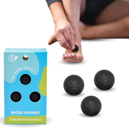 RAD Micro Rounds – Yoga Deep Tissue Massage Ball Set (Small 0.75 Inch Balls, 3 Pack) – Targeted Myofascial Release for Feet, Plantar Fasciitis, Jaw & Hands – Trigger Point & Mobility Therapy