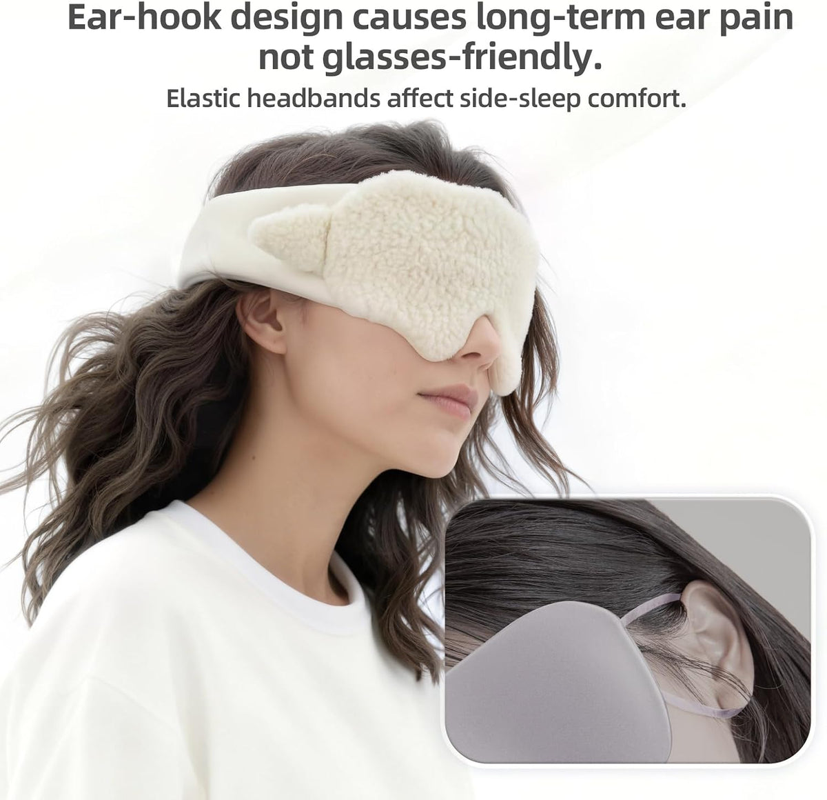 22mm Mulberry Silk Sleep Mask,3D Lash Friendly Eye Mask Adjustable Gray