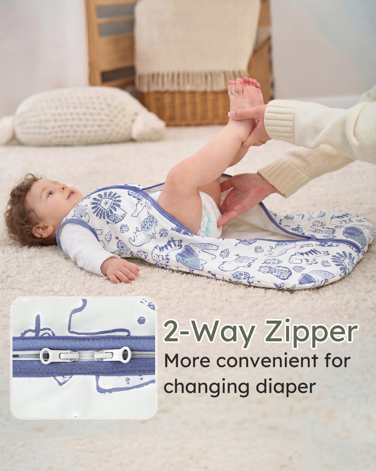 Yoofoss Baby Sleep Sack 0-6 Months Wearable Blanket for Babies 100% Organic Cotton 2-Way Zipper TOG 0.5 Toddler Sleeping Sack 3 Pack, Sleep Sacks