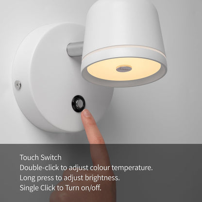 Aisilan LED Plug in Wall Sconce with Touch Dimmable Control Adjustable Wall Mounted Lamp Angle Anti-Glare Matte White Aluminum Bedside Reading Wall Lights for Bedroom Living Room