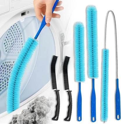 5 Pack Dryer Vent Cleaner Kit, Extra Long Flexible Brushes for Lint, Pet Hair & Dust, Refrigerator Coils, Home Washers, Sinks & Drains