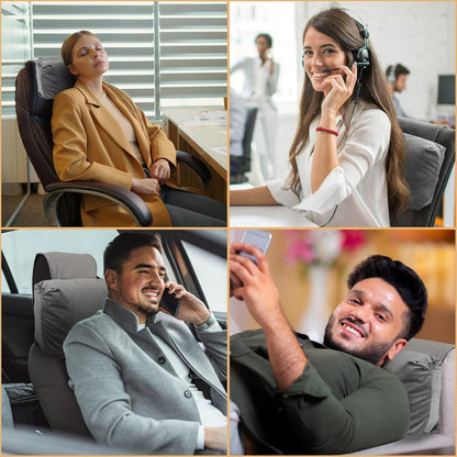 Adjustable Neck Pillow for Recliners & Armchairs: Non-Slip Velvet Cushion for Neck Support & Pain Relief - Ideal for Chairs, Couches, Offices, & Travel - Gray