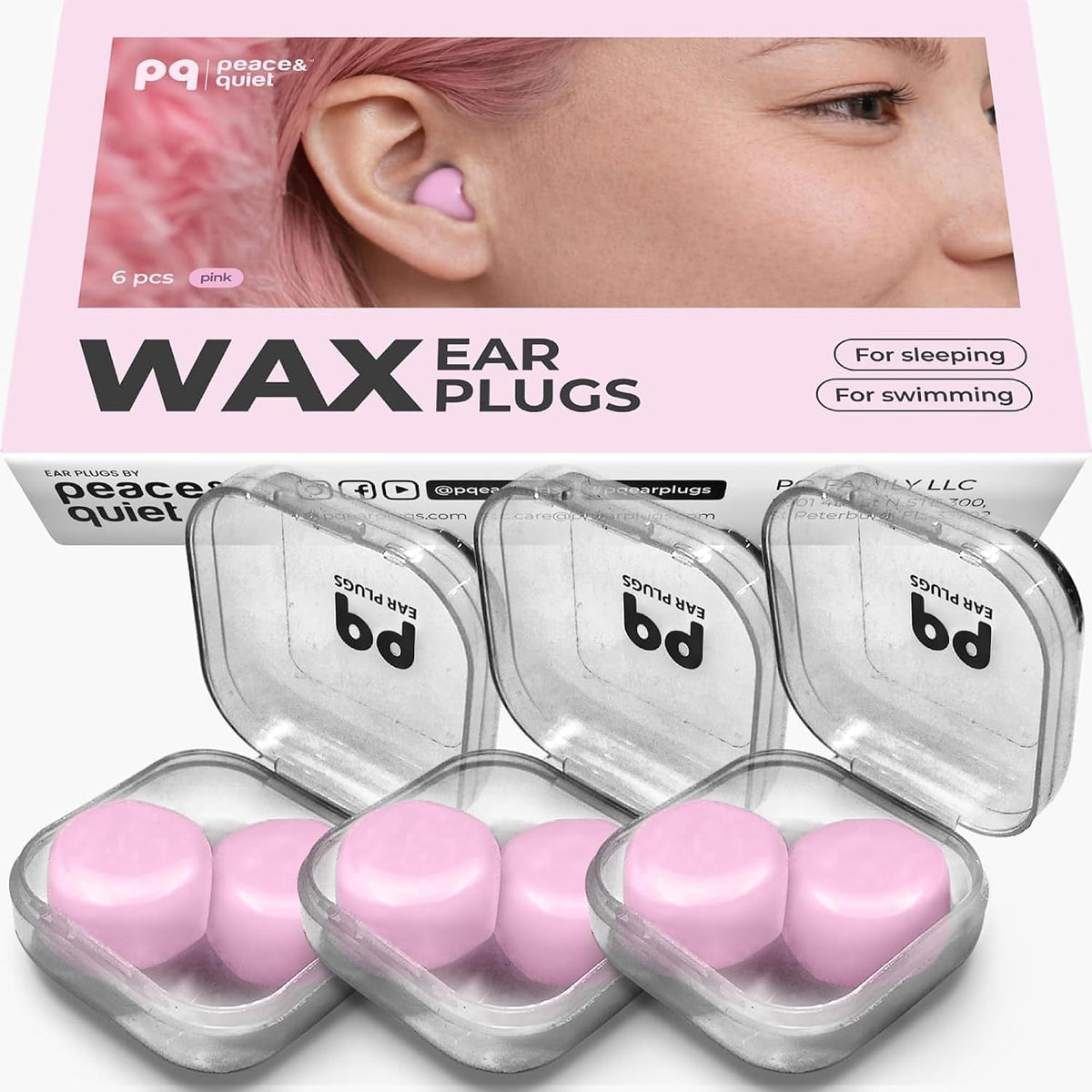 PQ Wax Ear Plugs for Sleep - 6 Silicone Wax Earplugs for Sleeping and Swimming - Gel Ear Plugs for Noise Cancelling, Ear Protection - Sleeping Earplugs with Sound Blocking (6-Pillows). Beige