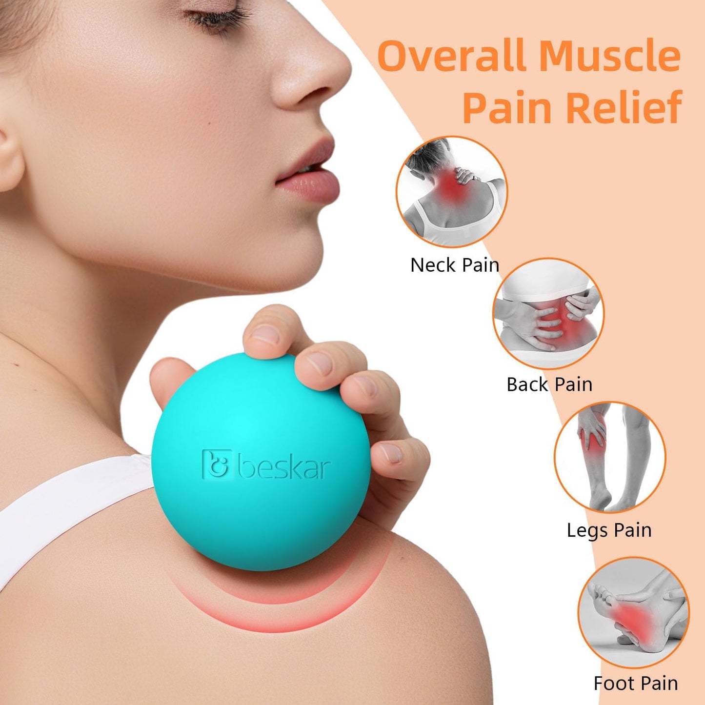 Massage Lacrosse Balls for Myofascial Release, Trigger Point Therapy | Foot Massage Ball to Relieve Plantar Fasciitis, Muscle Soreness