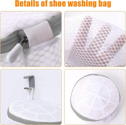 Shoe Washing Machine Bag, Laundry Bag for Sneakers, Orange, 7x15 | Bag to Wash Shoes in Washer and Dryer, for Tennis, Footwear, Trainers, Slippers, Prevent Tangling, Honeycomb Mesh