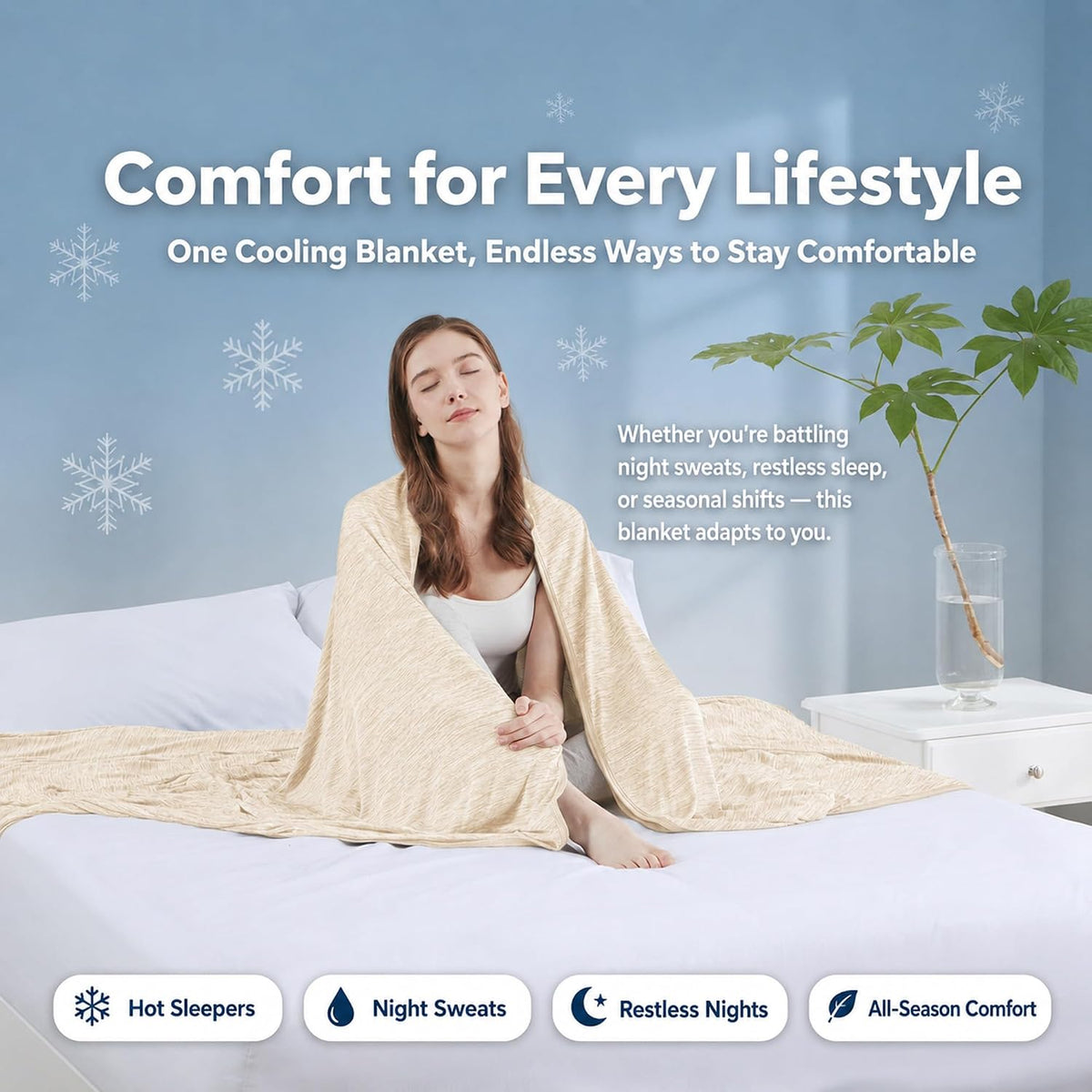 Cooling Blanket Queen Size for Hot Sleepers, Q-Max >0.4, 90 x 90 Inch, Grey