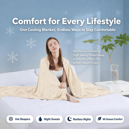 Cooling Blanket Queen Size for Hot Sleepers, Q-Max >0.4, 90 x 90 Inch, Grey