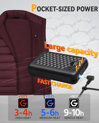 Wulcea Graphene Heated Vest For Women 7.4V Fast Charge Large Capacity Battery