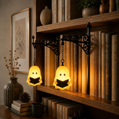Library Lantern-Decorative Bookshelf Lighting, Mini Bookshelf Lamp Slides Between Books, Warm Amber LED Bookshelf Lights for Book Nook, Shelf Decor Gift for Book Lovers(Classic Lantern)