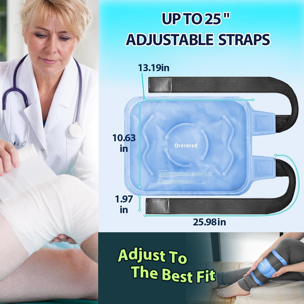 Ice Packs for Injuries Reusable Knee Gel Ice Pack Wrap for Swelling Black