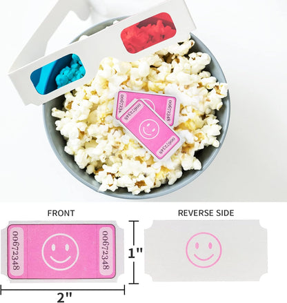 L LIKED Smile Raffle Tickets Roll 1"x2" for Events 1000 Pink | Smile Face Design, Perforated with Consecutive Numbers, Great for Entry, Class Reward & Fundraiser