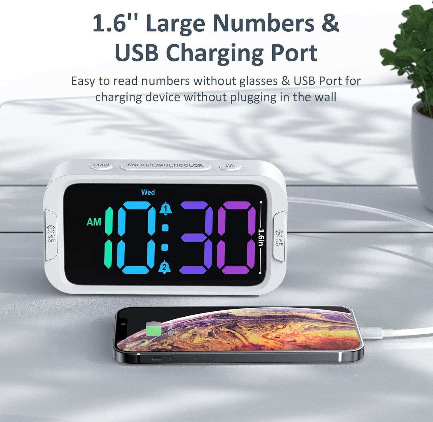 Odokee Digital Dual Alarm Clock for Bedroom with 0-100% Dimmable Display | Easy to Set Alarm Clock with Weekday/Weekend Mode - Loud Alarm for Heavy Sleepers with 5 Sounds Adjustable Volume - Blue