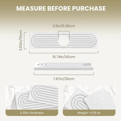 Diatomite Faucet Mat for Kitchen Sink, Quick-Dry Stone-Like Sink Mat, Flat Lay Absorbent Countertop Drying Mat for Faucet Area, Hard Diatomite Mat, Gray, 23.6 x 4 in