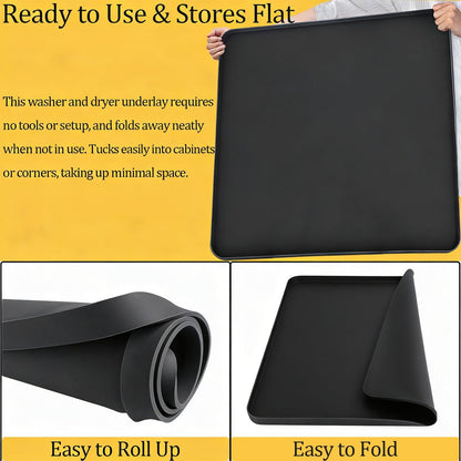 Washing Machine Drain Pan, 26x26 Inch Silicone Mat with Raised Edge, Waterproof Leak Protector Tray for Under Washer and Dryer, Anti-Slip and Foldable Laundry Room Mat