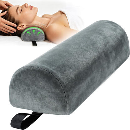 Noverlife Half Moon Bolster Pillow for Leg, 21 x 6 x 3 in PU Leather Semi Roll Massage Bolster Knee Support Pillow Pad, Water & Oil Proof D Shaped Cushion for Yoga Therapy Spa Sleep Physical Relief