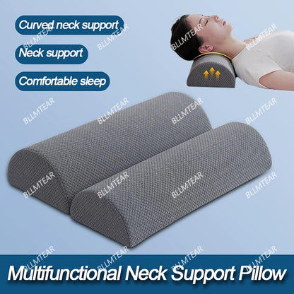1/2 Pack Half Moon Bolster Pillow for Legs, Knees, Lower Back and Head | Lumbar Support Pillow for Bed, Sleeping | Semi Roll for Ankle and Foot Comfort - Machine Washable Cover(09,M:50x17x9cm)