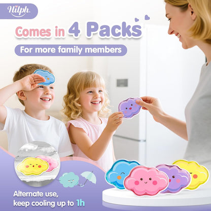 Hilph Kids Ice Packs for Boo Boos, 4 Gel Ice Packs for Injuries Reusable | Cute Soft Gel Cooling Pad, Small Cold Pack for Toddler Baby Childs, Hot Cold Compress for Pain Relief Bumps Bruises Toothache