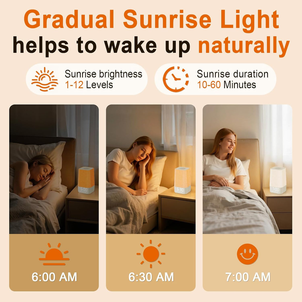 Sunrise Alarm Clock with Sound Machine, Gentle Wake Up Light for Bedroom