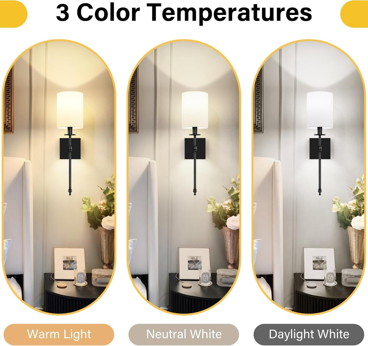 Battery Operated Wall Sconces Set of 2, Rechargeable Sconces with Remote