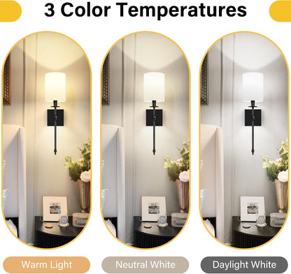 Battery Operated Wall Sconces Set of 2, Rechargeable Sconces with Remote