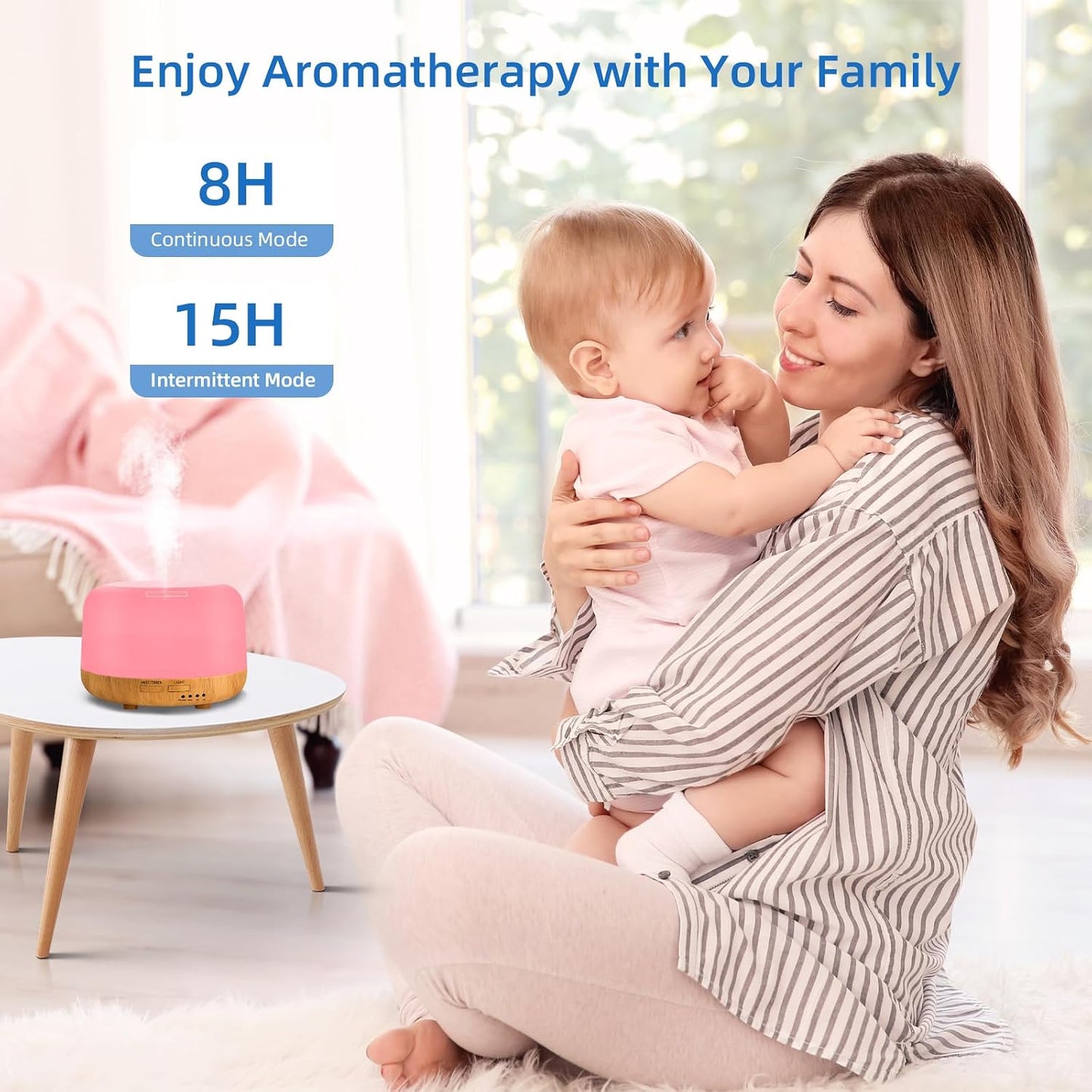 SPLITSKY 300ml Ultrasonic Essential Oil Diffuser with Remote Control | 7-color LED lighting, 2 mist modes, 2H and 4H timers, and waterless auto shut-off for bedrooms, desks and offices.