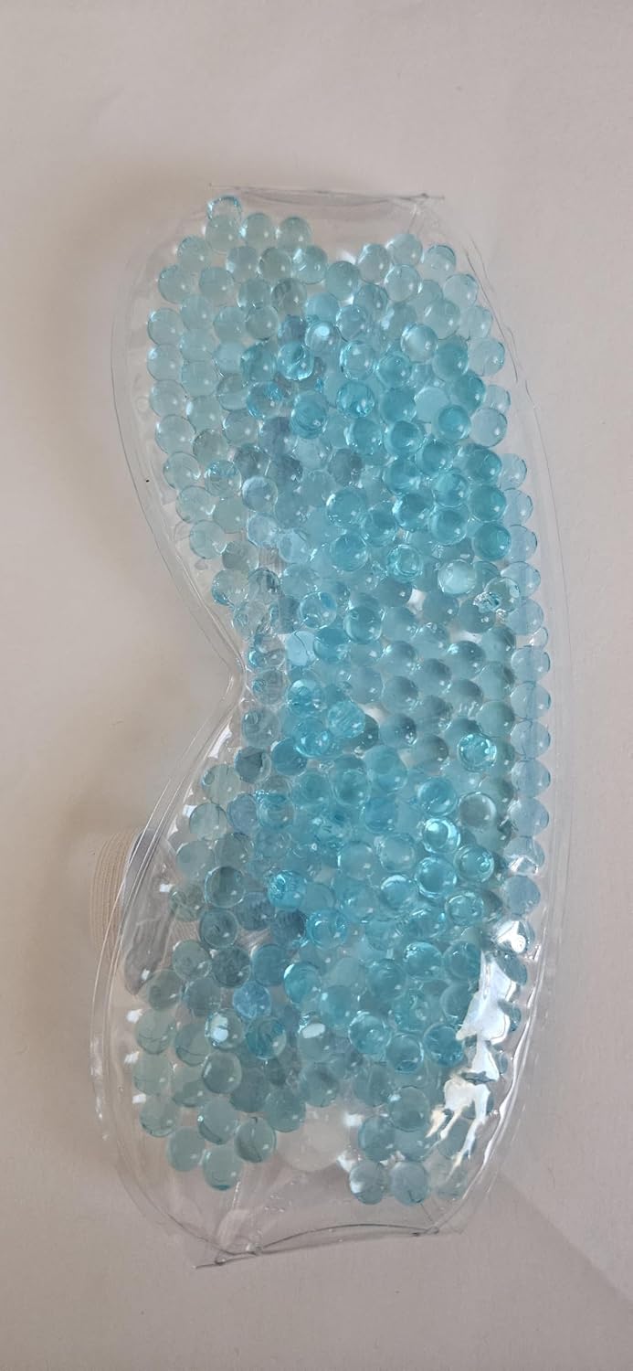 (Set of 2) Gel Beads Eye Mask, Blue, Reusable Hot Cold Therapy, Flexible Comfort Design for Puffiness, Headaches, Migraines, Stress Relief, Eye Bags